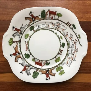 CROWN STAFFORDSHIRE - JAGDSZENE FEINES BONE CHINA - KUCHENTELLER 9 1/4" - Bild 1 von 3