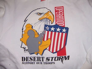 SWEATSHIRT XL white Desert Shield Support Troops soldier USA Eagle ALL COTTON E - Picture 1 of 2