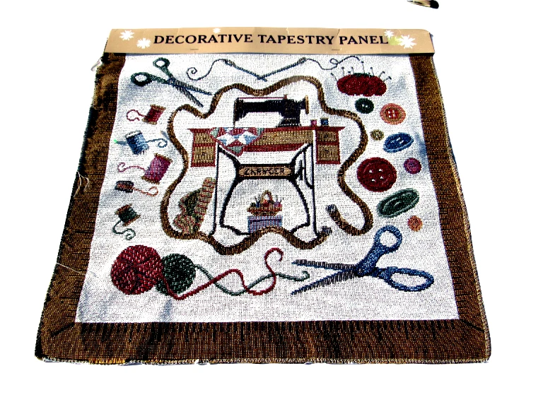 Tapestry Panel Sewing Room Machine For Making Pillow Cover Wall Hanging 17.5" sq - Image 1 of 4