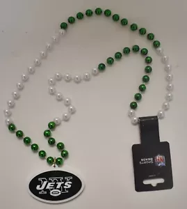 NFL NEW YORK JETS BEADS with MEDALLION NECKLACE NFL FOOTBALL Fan Spirit New - Picture 1 of 5
