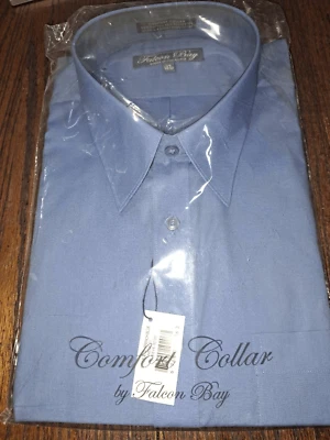 全新 尺寸 17 Falcon Bay 法国蓝色长袖纽扣礼服衬衫 带领 全新带标签 — 第 1/4 张图片