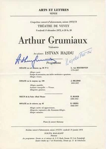 Grumiaux, Arthur. (1921-1986) & Hadju, Istvan. (1913 - 1998) Signed Program - Picture 1 of 1