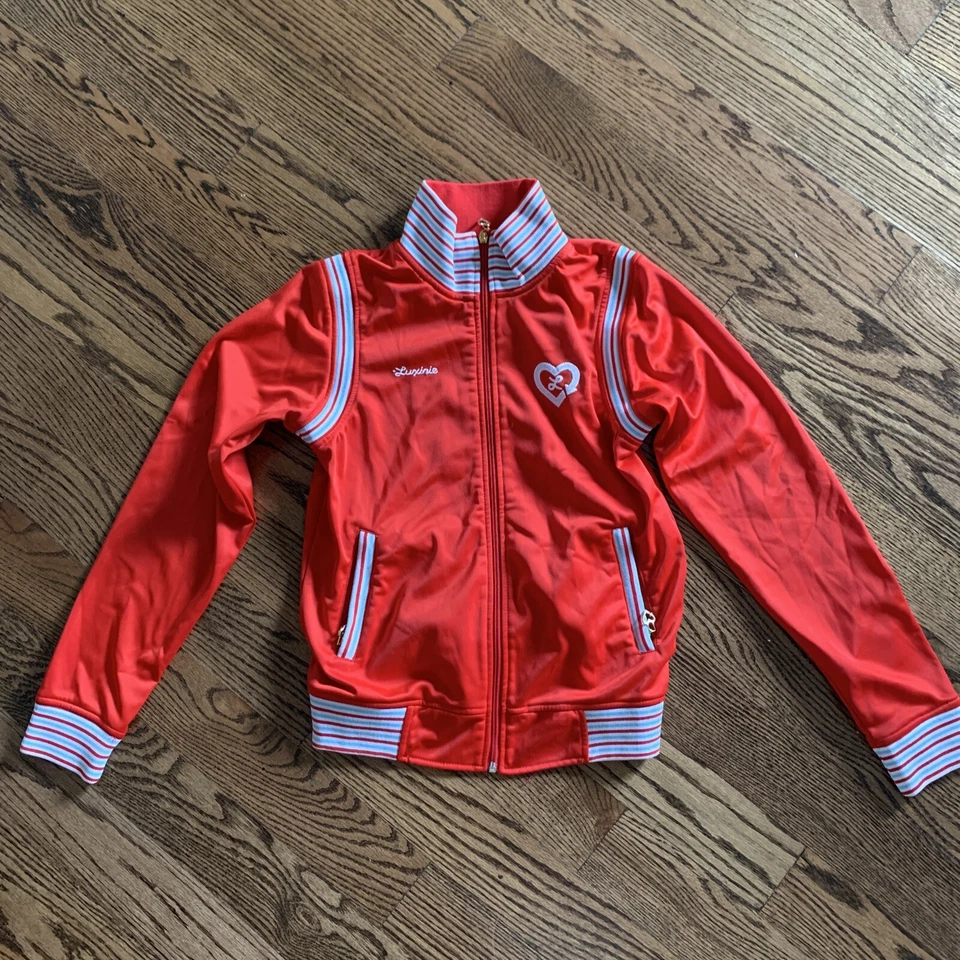 Luxirie Baseball Jacket Red Striped Size Medium Womens - Image 1 of 4