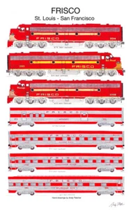 Póster de ferrocarril Frisco Meteor 11""x17"" firmado por Andy Fletcher - Imagen 1 de 1
