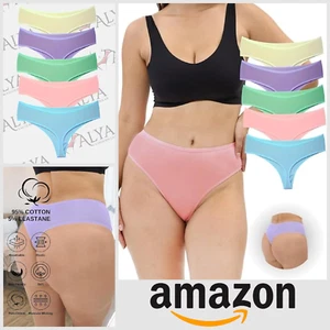 Womens Ladies Cotton Thongs Size M High Waist 10 Pack Pairs Tanga Breathable - Picture 1 of 7