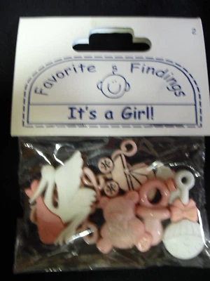 Knöpfe "It's a Girl"  Baby Mädchen 8 Stück von Favorite Findings Neu!!! - Bild 1 von 2