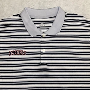 NWT Nike Dri-Fit DBU Dallas Baptist University Men’s L Golf Polo Blue White - Picture 1 of 7