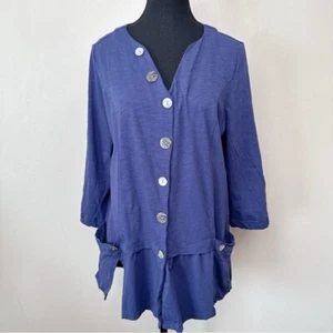 Neon Buddha Womens Large Button Lagenlook Cotton Tunic - Picture 1 of 14