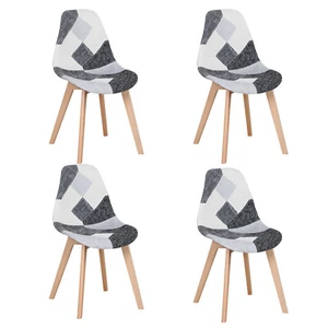 Juego de 4 Silla de comedor de diseño nórdico patchwork para comedores Gris - Imagen 1 de 11