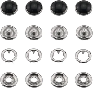 Pearl Snap Button 30 Sets 10Mm Black Pearl Snap Buttons Metal Ring Snaps Popper - Picture 1 of 5