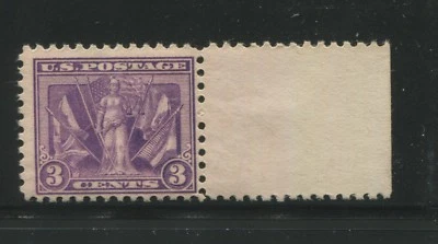 1919 US 3 Cent Postage Stamp #537a Mint Never Hinged F/VF Original Gum Certified - Image 1 of 3