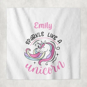 Sparkle like a Unicorn Personalised Face Cloth, Flannel, 100% Cotton, Printed - Picture 1 of 1