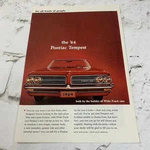 Vintage 1963 Advertising Art Print Ad ‘The 64 Pontiac Tempest’ ‘For All Kinds-‘ - Picture 1 of 3