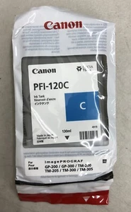 Canon PFI-120C Cyan Ink Tank imagePROGRAF TM-200 TM-300 TM-305 GP-200 GP-300. - Picture 1 of 1