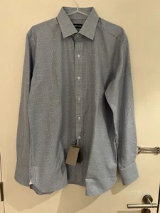 TOM FORD Blue White Tartan Size 17.5 44 Long Sleeves Dress Shirt - Picture 1 of 19