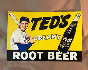 Est 12 Vintage Metal 10”X 15” Embossed Sign Ted Williams MLB - Picture 1 of 3