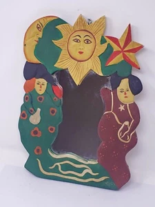 Indonesian / Balinese Handcrafted Wooden Sun, Moon, Geisha Women Mirror - Picture 1 of 2