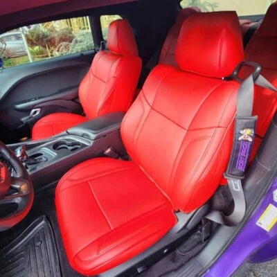 MOTOPTES CUSTOM CAR LEATHER SEAT COVER WATERPROOF FOR 2015-2023 DODGE CHALLENGER - Image 1 of 4