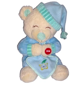 Hugfun Boy PRAYER BEAR 12in Light Up Plush Solid Blue Cap Sleeper Blanket - Picture 1 of 8