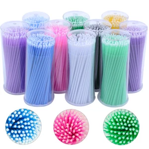 100Pcs Cotton Buds Disposable Ergonomic Design Eyelash Extension Micro Swab Mini - Picture 1 of 37