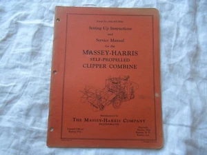 Massey Harris clipper combine operator's set up instructions and service manual - Picture 1 of 12