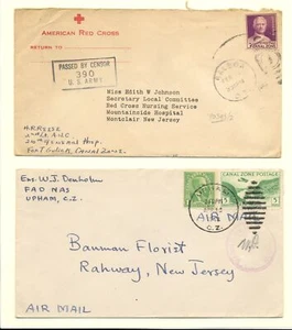 USA - CANAL ZONE - 1942 - 2 x CV TO USA --CENSORS -F/VF  - Picture 1 of 2