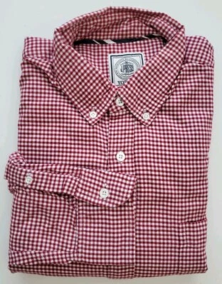 J Press Mens Medium Shirt Button Down Check LS White Red 100% Cotton EUC. India - Image 1 of 4