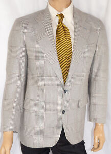 Vintage 1980s 38R Palm Beach Suit Jacket - Men 38 White Check Wool Blazer NWT