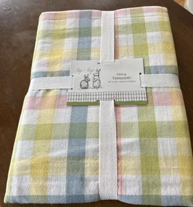 HIP HOP NEW!!! Tartan PLAID EASTER Tablecloth 60” X 102” Oblong Seats 8-10 - Picture 1 of 4