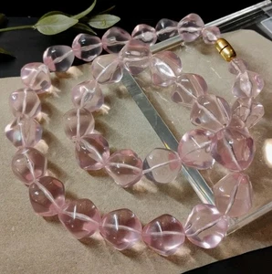 Vintage Chunky Light Pink "Blobby" Acrylic Beaded 20" Necklace, Barrel Clasp! - Picture 1 of 7