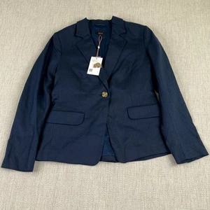 NWT Quince 100% European Linen Structured Blazer Navy Blue Womens Small Ethical - Picture 1 of 13