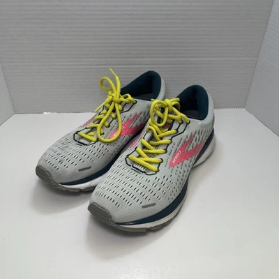 Brooks Ghost 13 Ice Flow Pink W Sz 8.5 Women’s Pink Grey Green Laces - Image 1 of 4