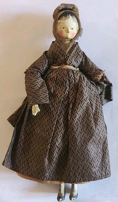 GRODNERTAL ANTIQUE WOODEN DOLL PEG 19TH GERMAN POUPÉE BOIS ANCIEN SCULPTÉ XIX  - Photo 1/4