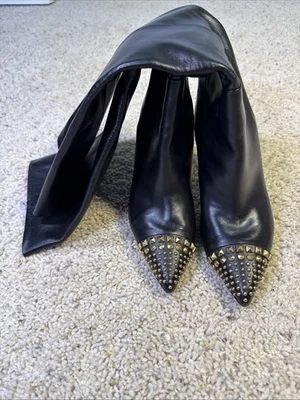 Vtg Gucci Black Studded Leather Boots 38.5 - Image 1 of 4