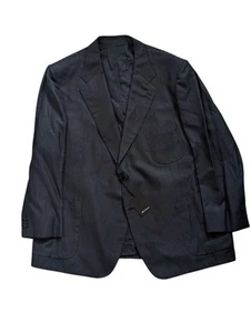 £7950 Kiton Napoli Bespoke 54 (IT 68R) Black linen Herringbone - Picture 1 of 9