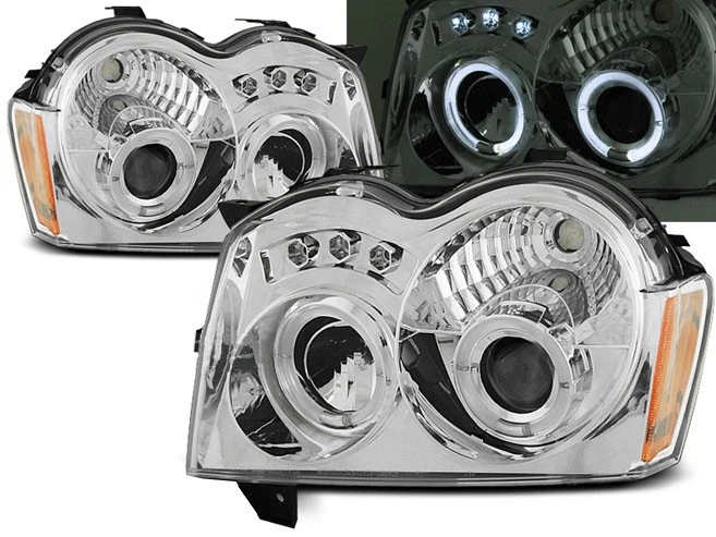 Faros para Chrysler Jeep Grand Cherokee 2005 2006-2008 Angel Eyes Cromo LHD Foto 1 de 1