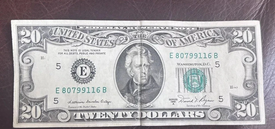 1981A $20 Richmond Federal Reserve Note/Circulated Fr # 2074-D (READ description - Image 1 of 3