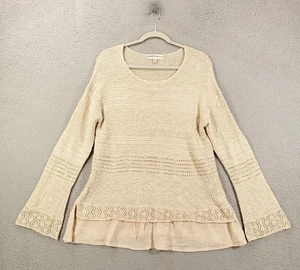 Damen Boho Pullover Größe L Beige Langarm hauchdünner Saum Strick Tunika Knox Rose - Bild 1 von 10