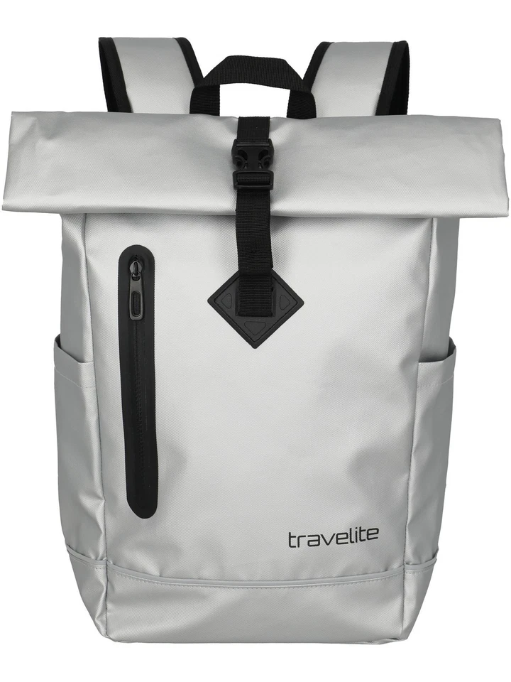 travelite Basics Roll-Up Backpack Plane Rucksack Rucksack Silver silberfarben