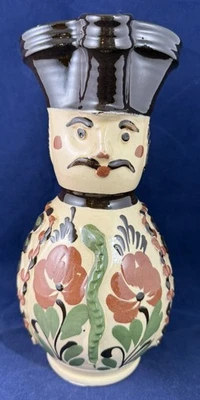 Hungarian Redware Pottery MIska Jug Soldier - Image 1 of 4