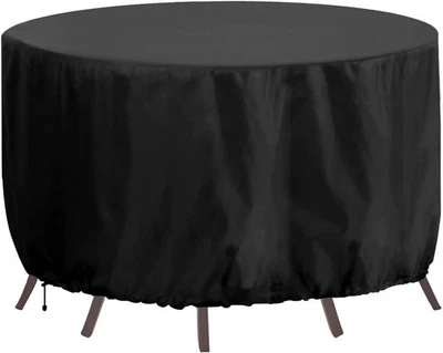 RICHIE 230x90cm Large Round Garden Table Cover Waterproof Heavy Duty Black NEW - Image 1 of 4