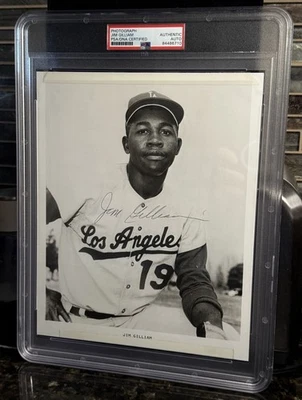 RARO Junior Jim Gilliam Dodgers Firmado 8x10 Foto Losa PSA Foto 1 de 4
