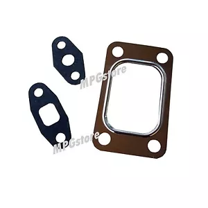 T3 Turbo Gaskets Set Turbine Oil Drain & SS Inlet - Foto 1 di 1