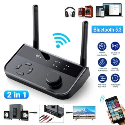 Bluetooth 5.3 Transmitter Receiver Long Range For TV Home Stereo Audio Adapter - Image 1 of 4