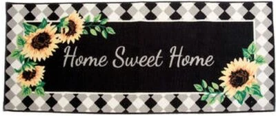 Corredor/alfombra de piso de nailon extra larga (22x54") girasoles en negro, hogar dulce hogar, EEE Foto 1 de 4