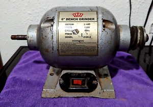 Vintage  King Bench Grinder  6 inch Model 0189-0 3/4 HP Working (T)