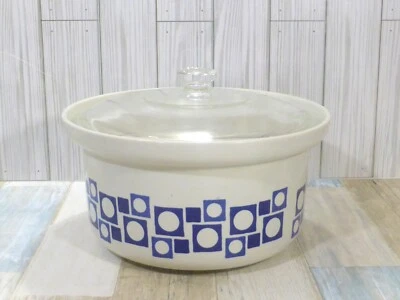 Винтажная медленноварка для микроволновой печи Panasonic сине-белая керамика MCM - Изображение 1 из 4