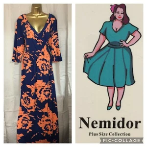 Nemidor Women's 3/4 Sleeve Floral Print Plus Size 16 Casual Party Maxi Dress - Picture 1 of 8