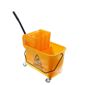 New Wheeled Mop Bucket 24 Qt. with Wringer and Removable Divider Floor Cleaning