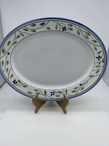Plato para servir Dansk Dan 99 14" X11” flores y hojas pintadas a mano Sri Lanka - Imagen 1 de 4